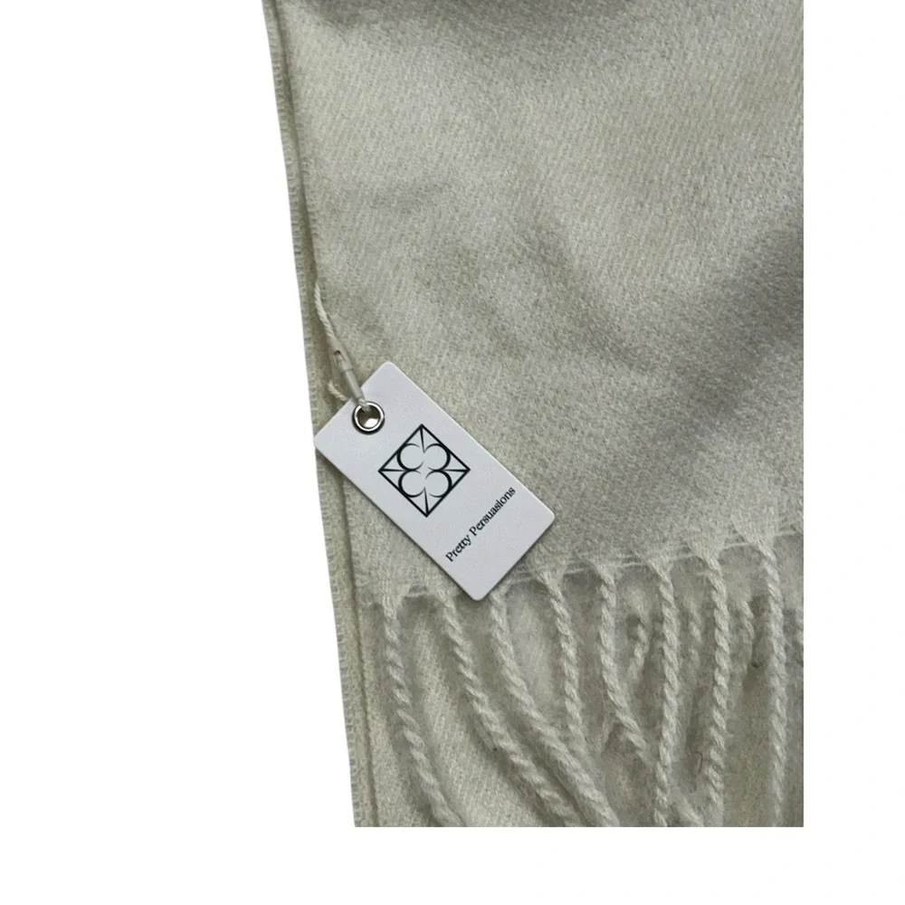 Pretty Persuasions NWT Cream Beige Plaid Large Scarf Wrap - Picture 3 of 5